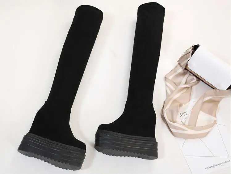 

Super high heels thick bottoms increase long boots winter high boots plus velvet stretch boots fashion women's boots