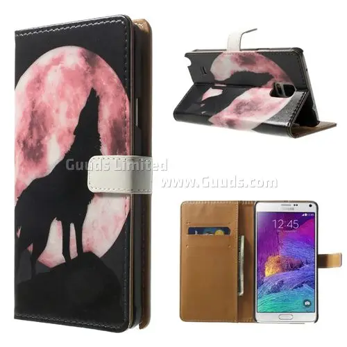 Moon Wolf Leather Flip Cover for Samsung Galaxy Note 4 N910
