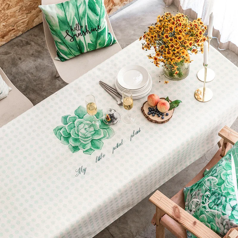 Fashion Home Nordic style GREEN plant pattern cotton table runner Table flag and Placemat cover | Дом и сад