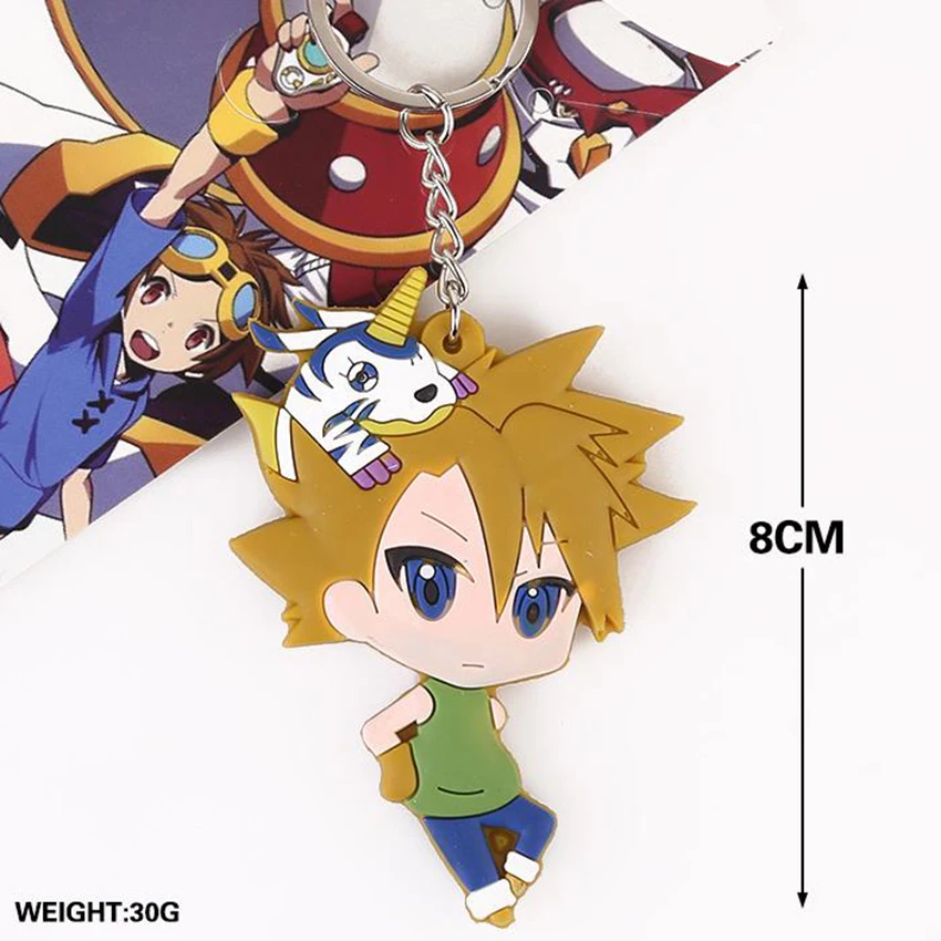 

Digimon Adventure Ishida Yamato Pendant Gabumon & Ishida Yamato Double Sided Anime Key Chain Doll PVC Material Toy Brinquedos