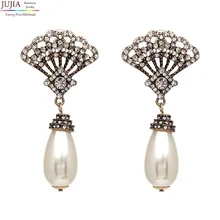 Новое поступление года Хорошее качество Мода Имитация жемчужной сережкой заявление кристалл стад Серьги для женщин