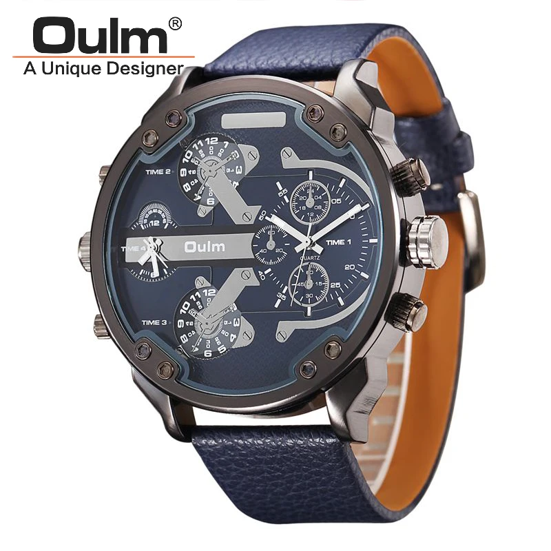 Prix pour Célèbre designer hommes montres top marque de luxe quartz-montre oulm bracelet en cuir grand visage militaire quartz horloge relogio masculino Prix pour Célèbre designer hommes montres top marque de luxe quartz-montre oulm bracelet en cuir grand visage militaire quartz horloge relogio masculino