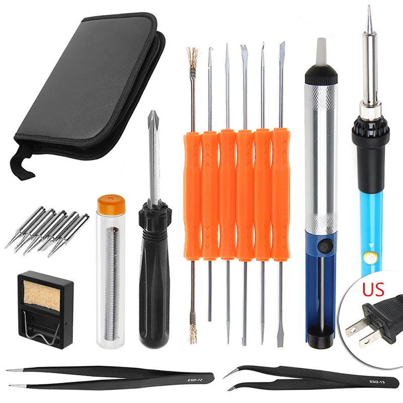 

OOTDTY 110V/220V 60W Adjustable Temperature Welding Solder Soldering Iron Tool Kit 1A0689-EU