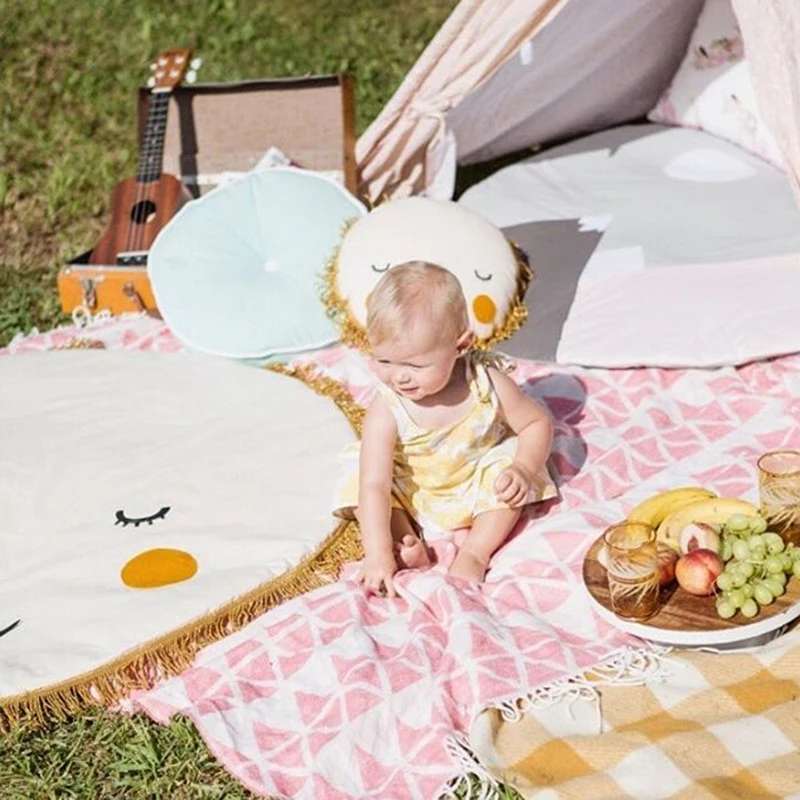 Baby Cartoon Sun Plush Pillow Cute Play Mat Kids Smiley Face Blanket Rug Cushion Stuffed Toy juguetes Carpet Gifts Room Decor (5)