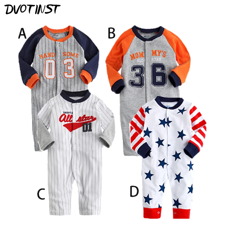 Newborn Baby Boys Clothes Spring Autumn Long Sleeves Sports Rompers