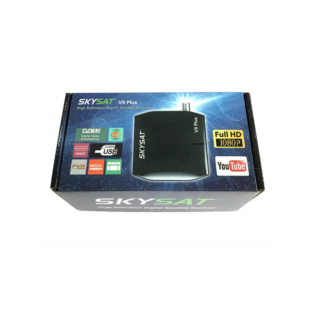 SKYSAT V9 Plus Full HD DVB S2 цифровой приемник спутниковый ТВ Декодер приставка WiFi Youtube CS Vu