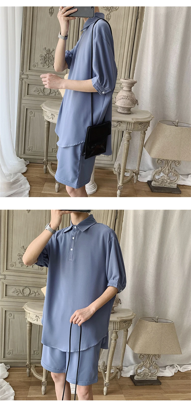 Spring New Korean Version Of The Tide Male Temperament Japanese Loose Short-sleeved Polo Shirt Shorts Casual Sports Suit