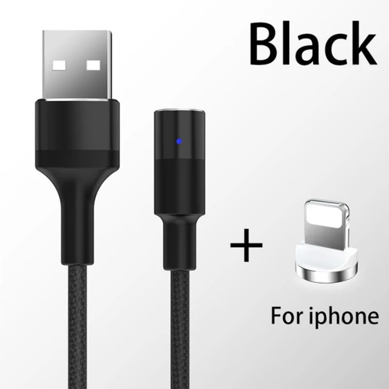 Магнитный usb-кабель 3A для iPhone, Micro USB type-C, кабель для быстрой зарядки, Магнитный зарядный кабель Micro usb, USB C для samsung, Xiaomi - Тип штекера: Black for iPhone