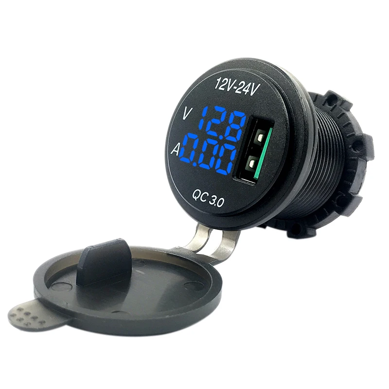 12 V/24 V Quick Charge QC3.0 USB гнездо автомобильного зарядного устройства светодиодный Напряжение постоянного тока Дисплей