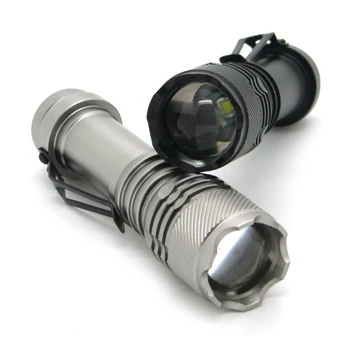 

50pcs/lot Mini Portable Aluminum CREE LED Flashlight White Light LED Torch Self-Defense Attack Head for Hunting Camping