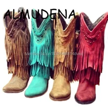 Cowboy Mid-calf Motorcycle Boots Gladiator Autumn Winter Fringed Leather Low Heels Short Boots Slip-on Tassel Woman Casual Shoes цена Cowboy Mid-calf Motorcycle Boots Gladiator Autumn Winter Fringed Leather Low Heels Short Boots Slip-on Tassel Woman Casual Shoes цены онлайн