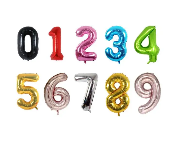 

100pcs/lot 40 inch 0-9 gold/silver foil number balloons birthday wedding party decoration helium inflatable balloon SN206