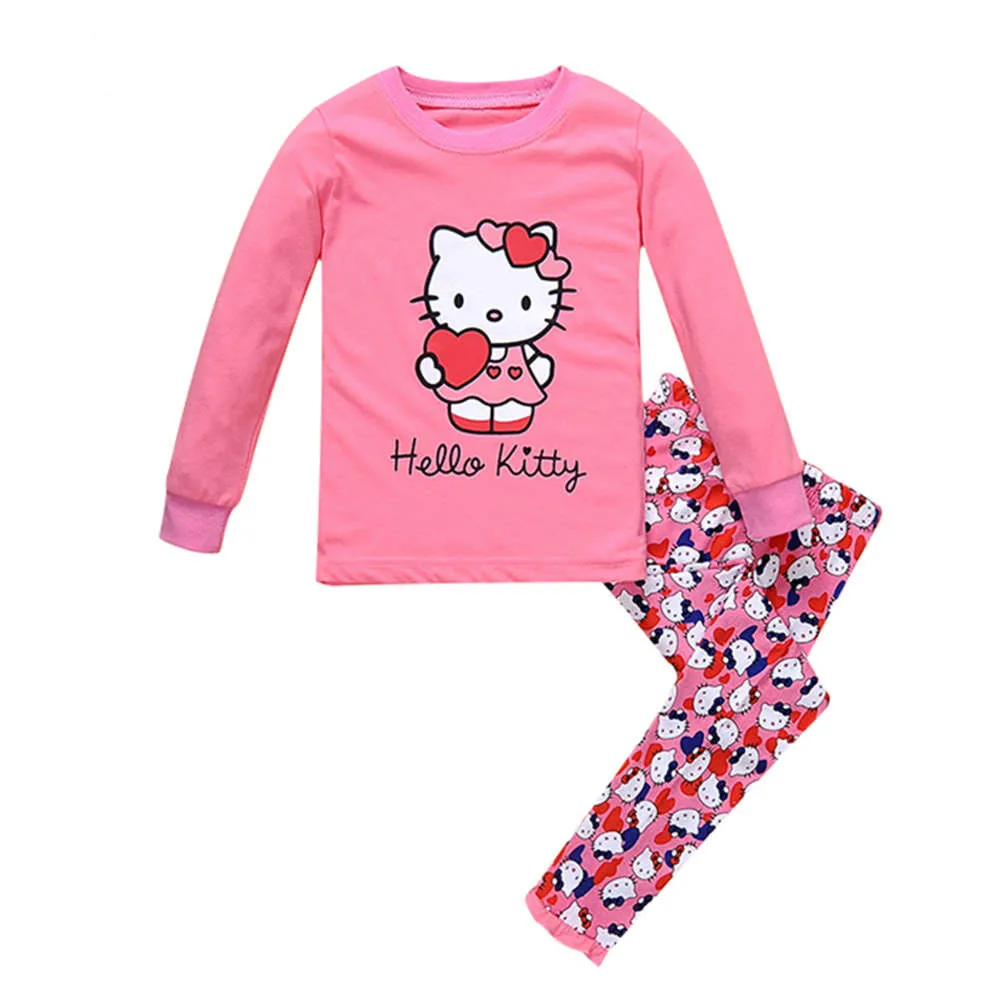 Brand Children Pajamas Nightwear Leopard Hello Kitty Loungewear Kids