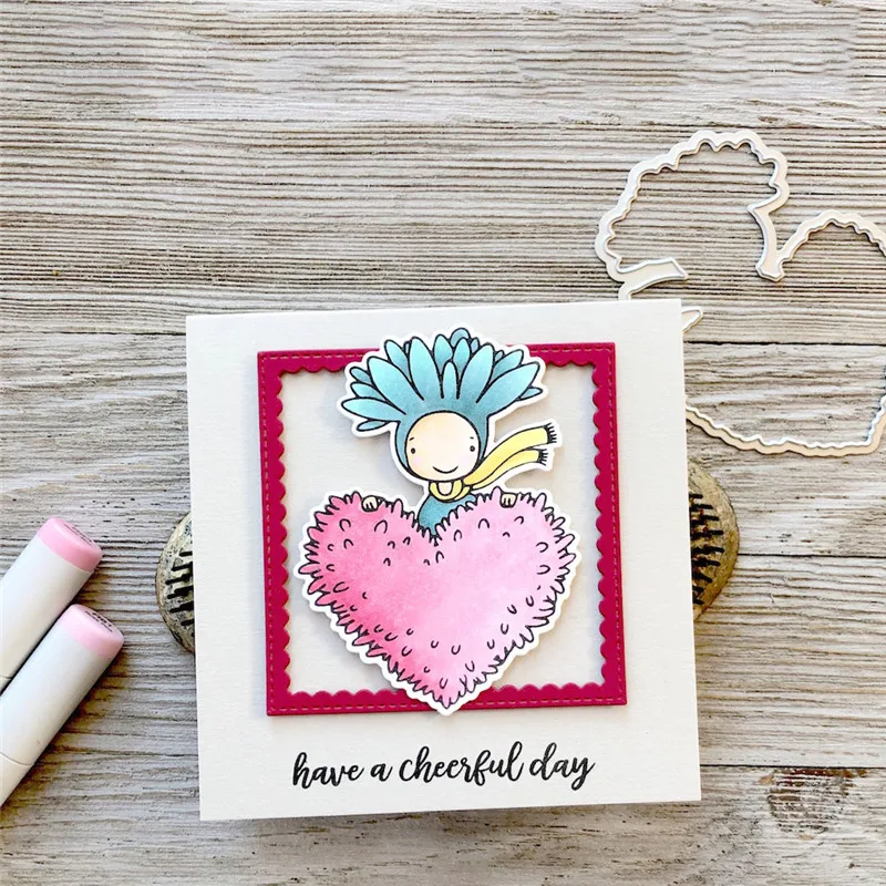 

Naifumodo Girl & Heart Metal Cutting Dies 2019 for Craft Dies Scrapbooking Cheerful Embossing Die Cut Clear Stamps and Dies