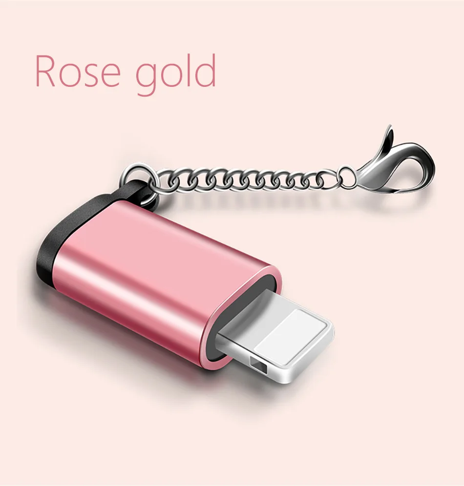 !ACCEZZ Mini Micro USB To Lighting 8 Pin For Apple Adapter With Key Chain For iphone X XS XR 6 7 Plus Sync Charger OTG Converter (8)