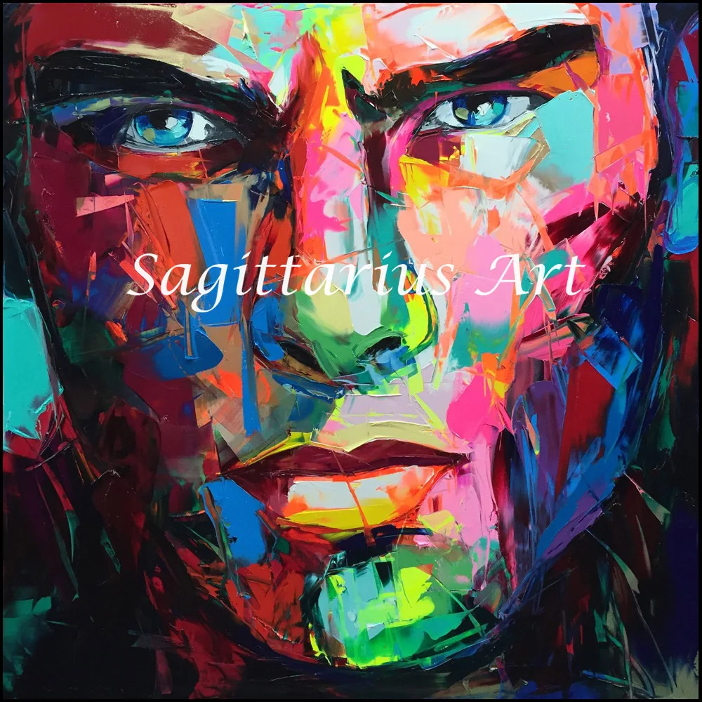 

Francoise Nielly Designers Hand Painted Untitled 519 Cool Face Palette knife Abstract Oil Painting Canvas Home Fine Art artwork