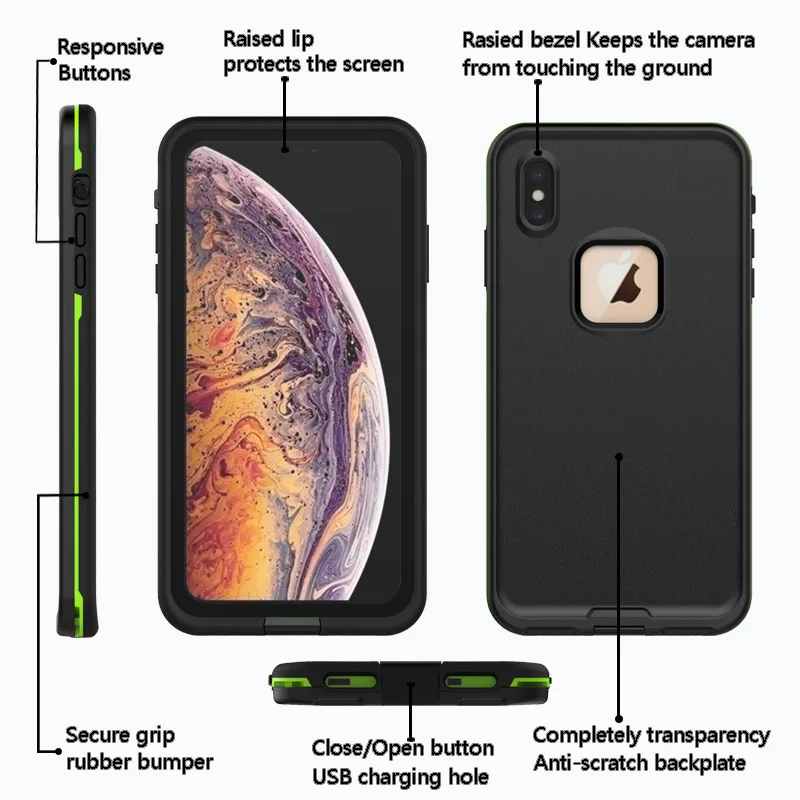 IP68 водонепроницаемый чехол для iPhone X XS MAX XR чехол для samsung S10 плюс Чехол чехол в огненно-красную точку против падения Дайвинг 6 м