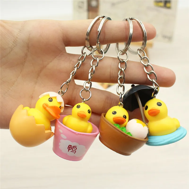 Lovely Cartoon Animal Cute yellow duck Keychain for Men Women Random
