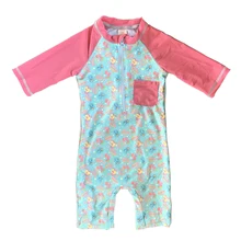 Sunsuit для девочек Bonverano(TM) UPF 50+ защита от УФ-лучей S/S застежка-молния красивый дизайн Рашгард