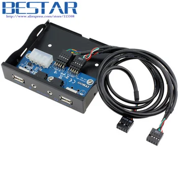 

Desktop Computer 3.5" Floppy Bay DIY 2 Port USB 2.0 Hub HD Audio 3.5mm Earphone Jack Mic Interface PC Front Panel Bracket Mount