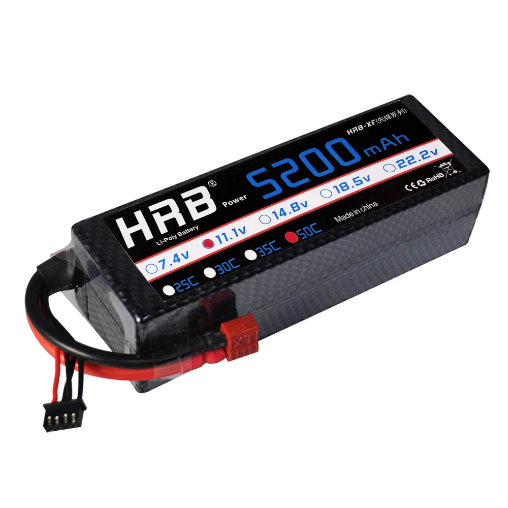 Hrb lipo 3s battery 11 1v 5200mah 50c max 100c hard case great a cell