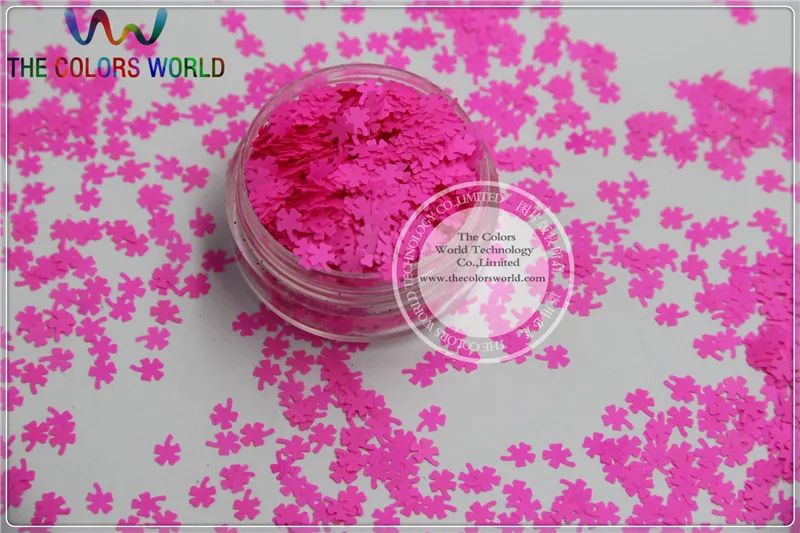 

CN-10 Solvent Resistant Neon Rose Carmine Color Four-leaf Clover Shamrock Shape Glitter Nail Polish DIY decoration 1Pack =50g