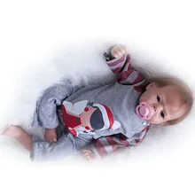 Handmade Realistic Reborn Dolls 22” Boy Toy Lifelike Baby Dolls Wear Clothes Reborn Silicone Soft bebe For children Xmas Gifts