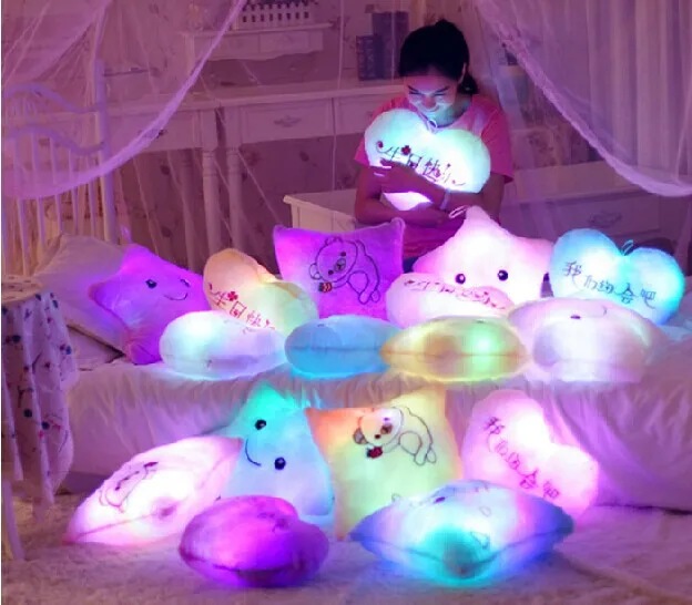 Colorful LED Pillow Creative Luminous plush toys Cute doll Christmas gifts Pillow Doll Home ...