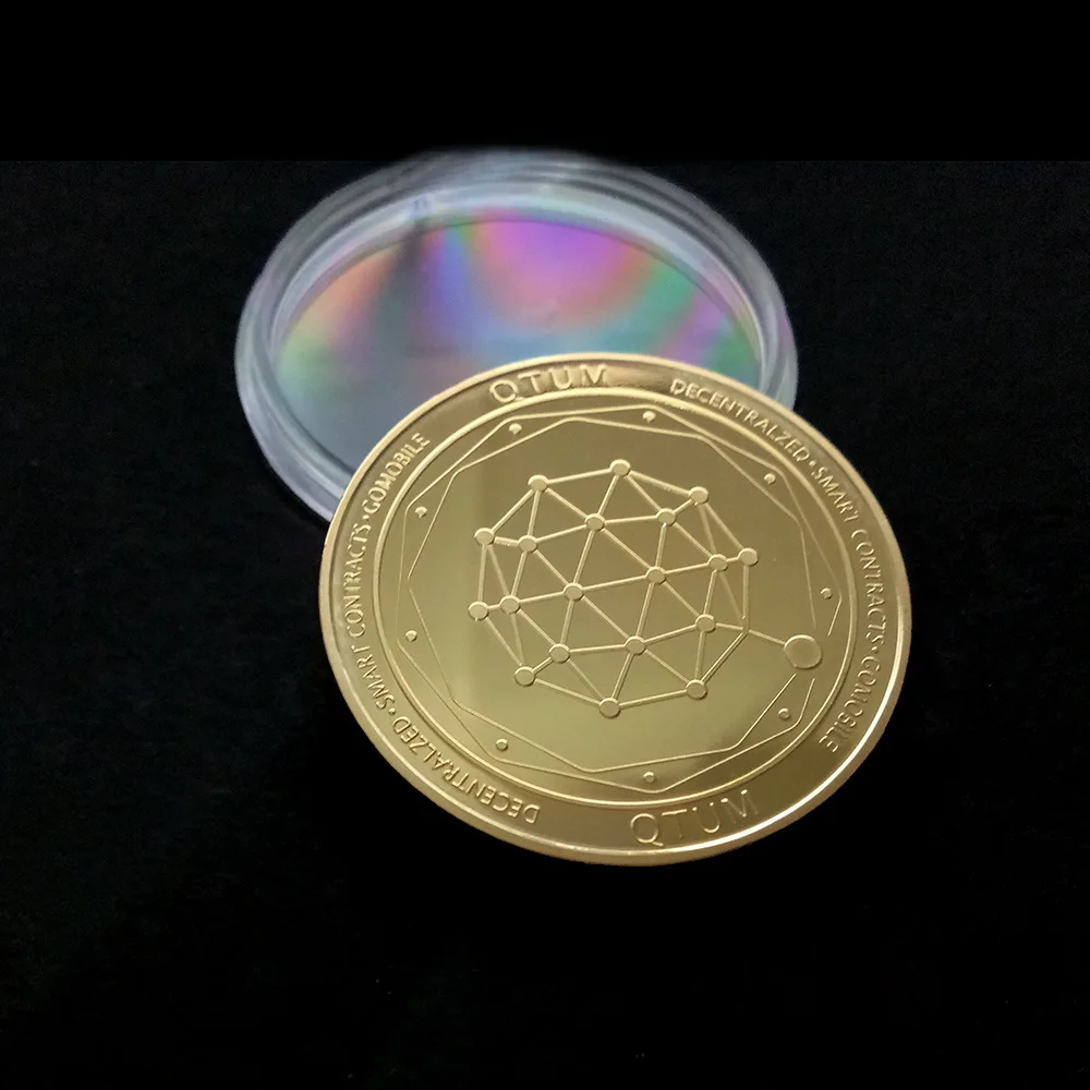 

QTUM quantum coin Gold Bitcoin Commemorative Round Collectors Coin Bit Coins Digital Currency