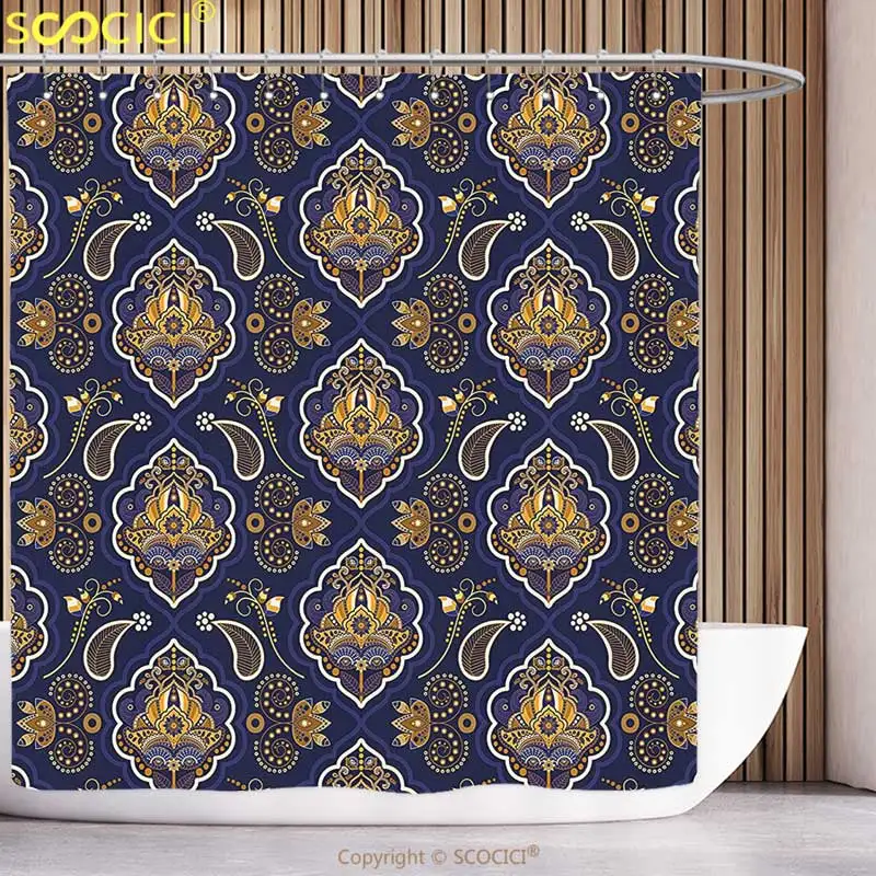 Stylish Shower Curtain Paisley Decor Ethnic Indian Pattern With