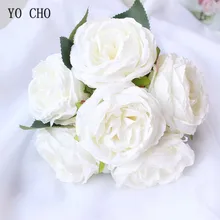 YO CHO Свадебный букет Шелковая Красная Роза Пион искусственный цветок розовый белый свадебный букет для невесты подружки невесты свадебные принадлежности