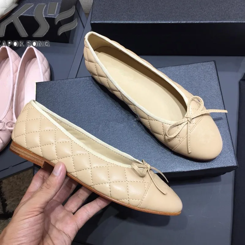 Miglior Designer originale colore mixted appartamenti di scarpe da donna fashional genuino davvero scarpe di cuoio di marca di lusso confortevole CC scarpe