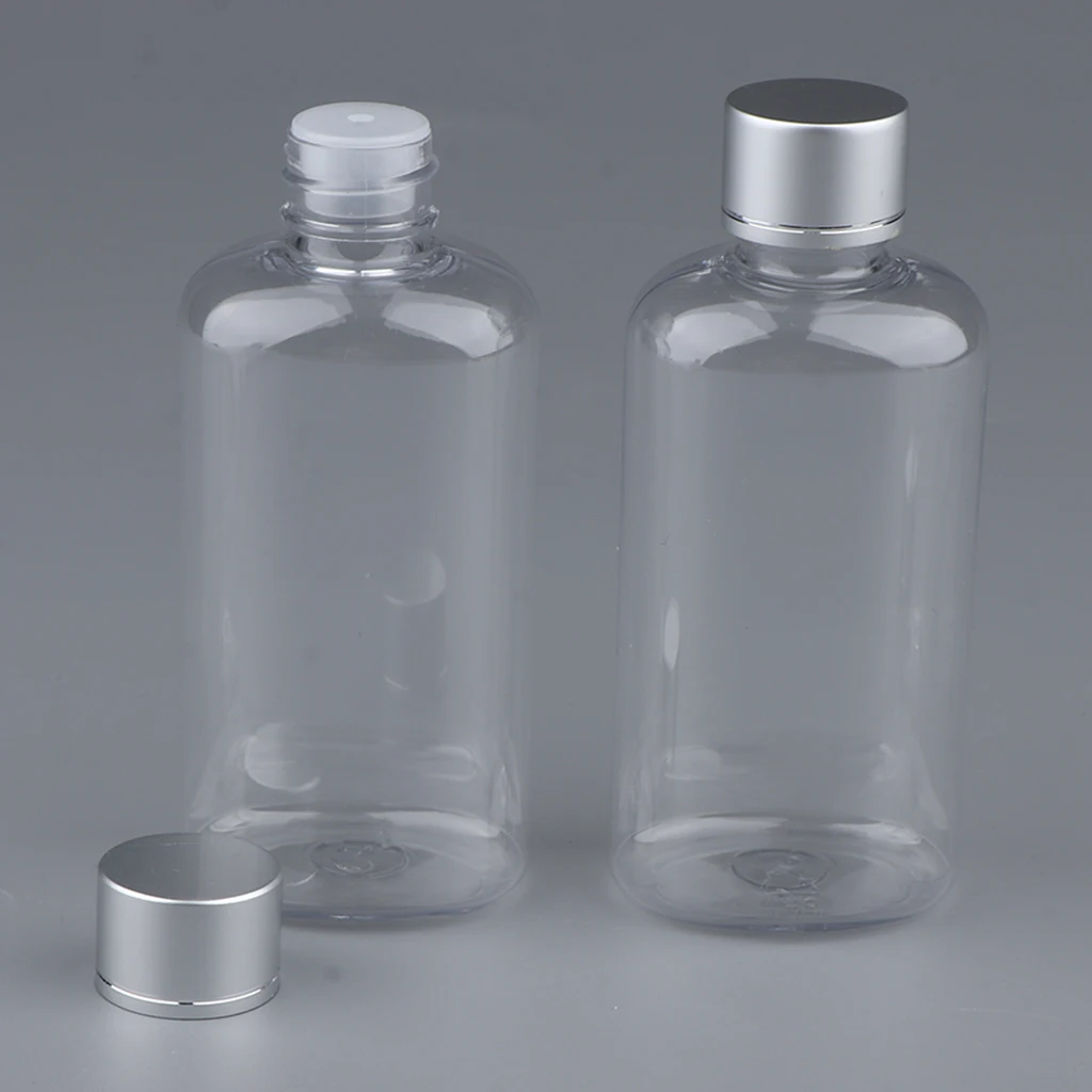 2Pcs 100ml Empty Clear Plastic Bottles Tubes Screw Caps Containers for Shampoo Lotions Toners
