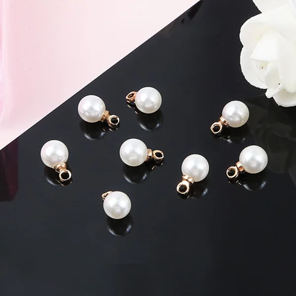 6/8/10mm 10pcs ABS Pearl Beads Charm for Earring Necklace DIY Jewelry Findings Making Earring Necklace Pendant Accessories - Цвет: 6mm