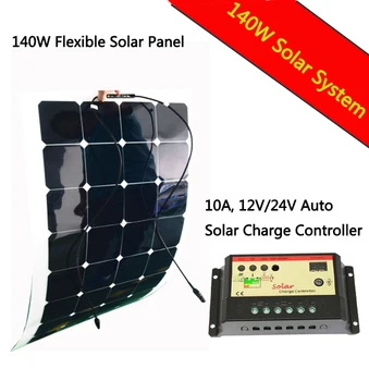 

free shipping solar cell 140w flexible solar battery panel 140w with solar charge controller for boat, camp, car