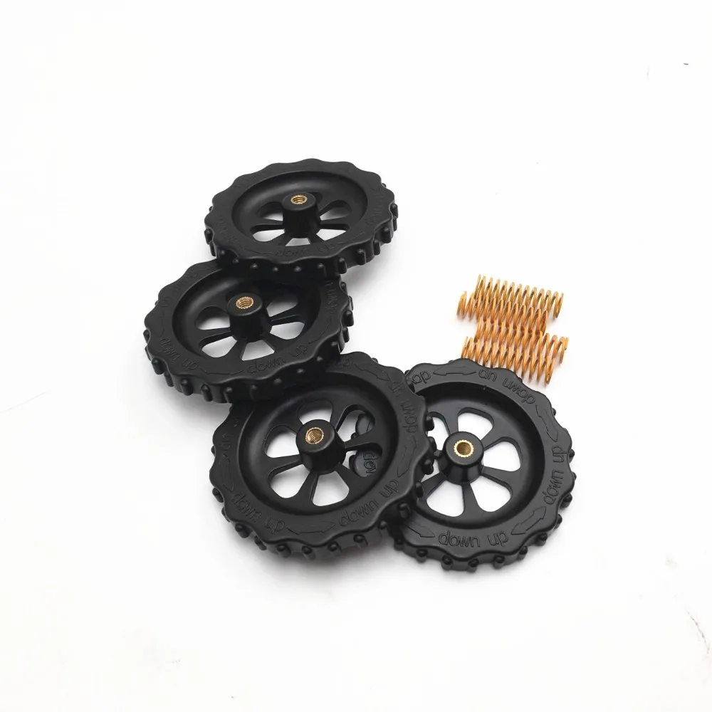 

funssor Big Hand Twist Leveling Nut and springs for Creality CR-10/Tornado 3D printer M4 Ultimate Leveling Knob leveler