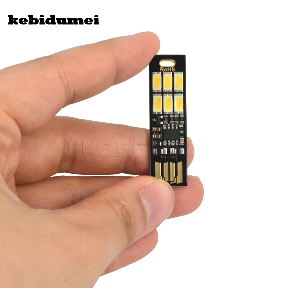 Kebidumei Мини карманная карта USB Power 6 LED брелок Ночной светильник 1 Вт 5 в сенсорный