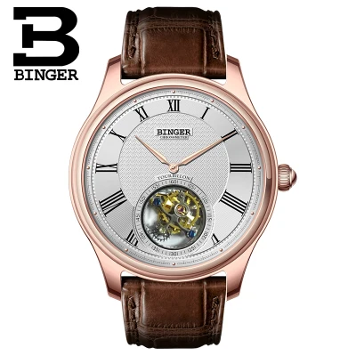 Оригинальные Роскошные Брендовые мужские часы BINGER TOURBILLON с ремешком из крокодиловой кожи сапфировые водонепроницаемые механические мужские часы - Цвет: 80803-1