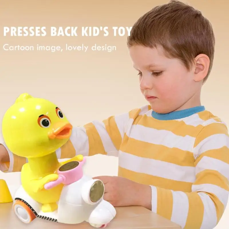 Детская мультяшная кукла нажимная сила утка давление Тип мотоцикл сжимающая игрушка для детей случайный цвет