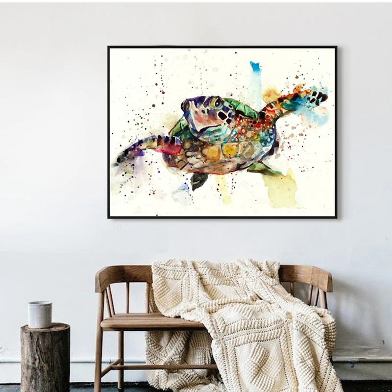 Watercolor Sea Turtle Art  Print Poster Wall Art  Picture  