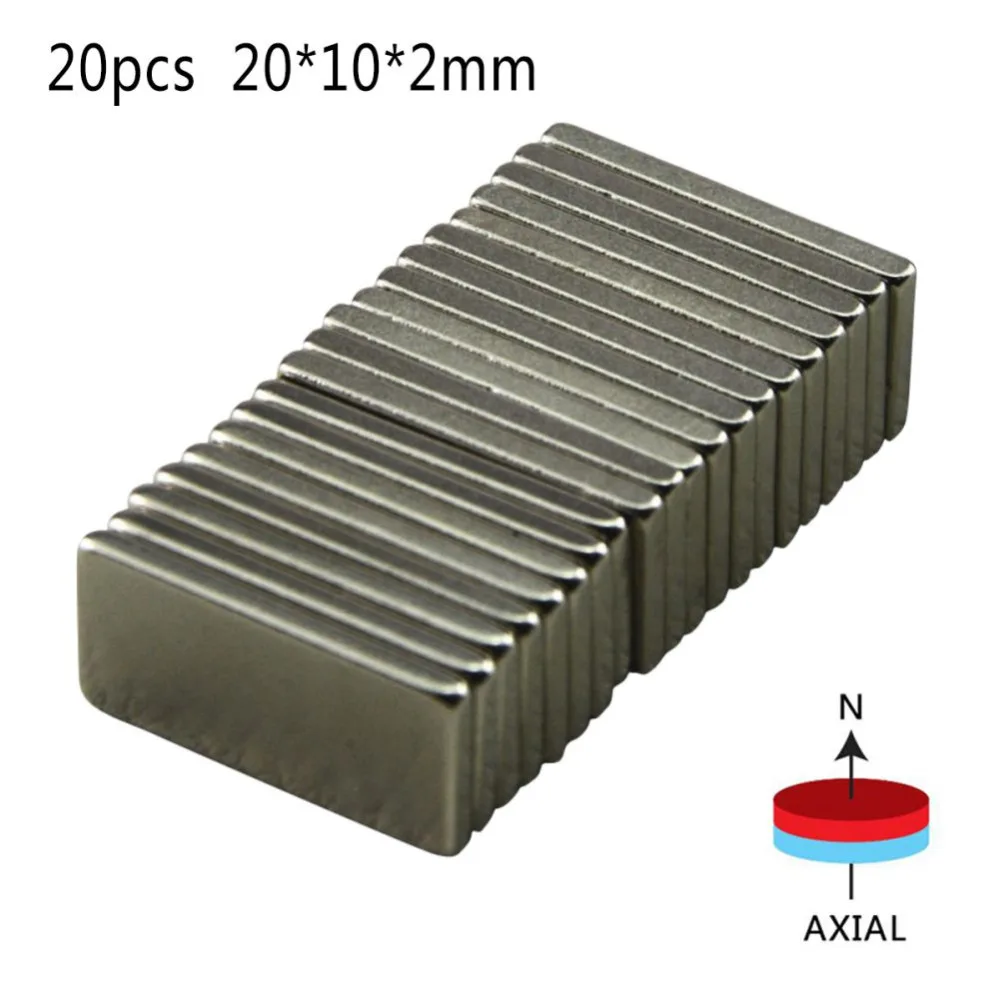 

20x10x2 mm 10pcs/Lot Strong Block Cuboid Fridge Magnets Rare Earth Neodymium