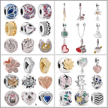 

Fit Pandora Beads Bracelets 2020 New Spring Silver Color Jewelry Heart Paper Plane Charms Pendants Silver Color Butterfly Bead