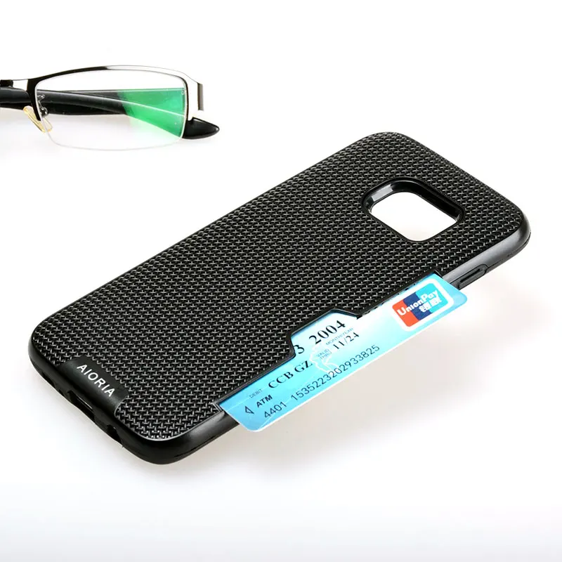 

AIORIA Shockproof case for Samsung Galaxy S7 edge credit card slot design Textile PC with Flexible Thick TPU Material covers
