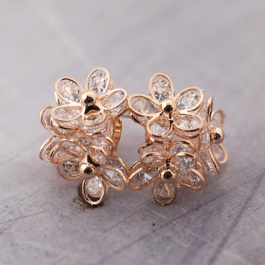 

11.11 Sale Fashion 3 Pieces Small Flower Design Clip On Earrings No Pierced Jewelery For Girl High Quality CZ Stone Earings Gift