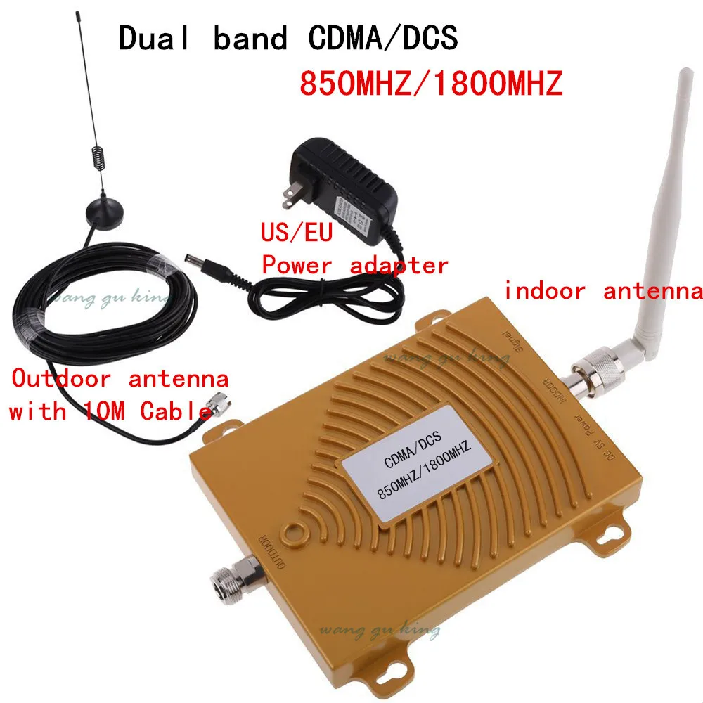 

FULL SET 65dBi CDMA DCS 850/1800MHz Dual Band Cell Phone Signal Booster Repeater Booster Amplifier Extender Antenna Kit