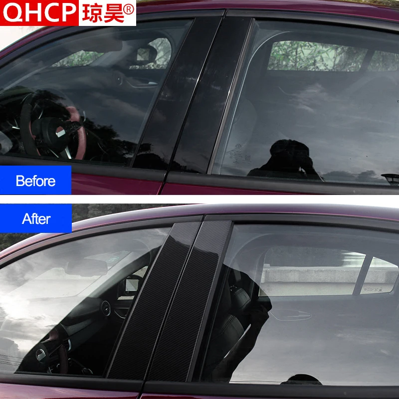 Декоративная наклейка QHCP для окон автомобиля из углеродного волокна украшения