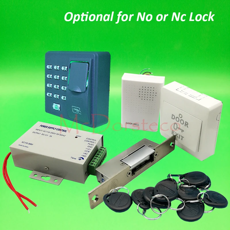 DIY Full Narrow Type Electric Strike Lock Door System Kit Fingerprint