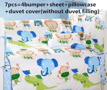 

Promotion! 6/7PCS Cartoon baby bedding set curtain crib bumper baby cot sets baby bed bumper,120*60/120*70cm