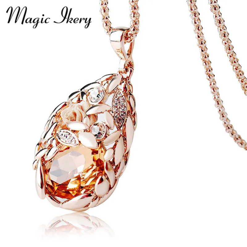 

Magic Ikery Rose Gold Color Crystal Vintage Ethnic Wheat long necklaces turkish Jewelry fashion necklaces for women MKS00111