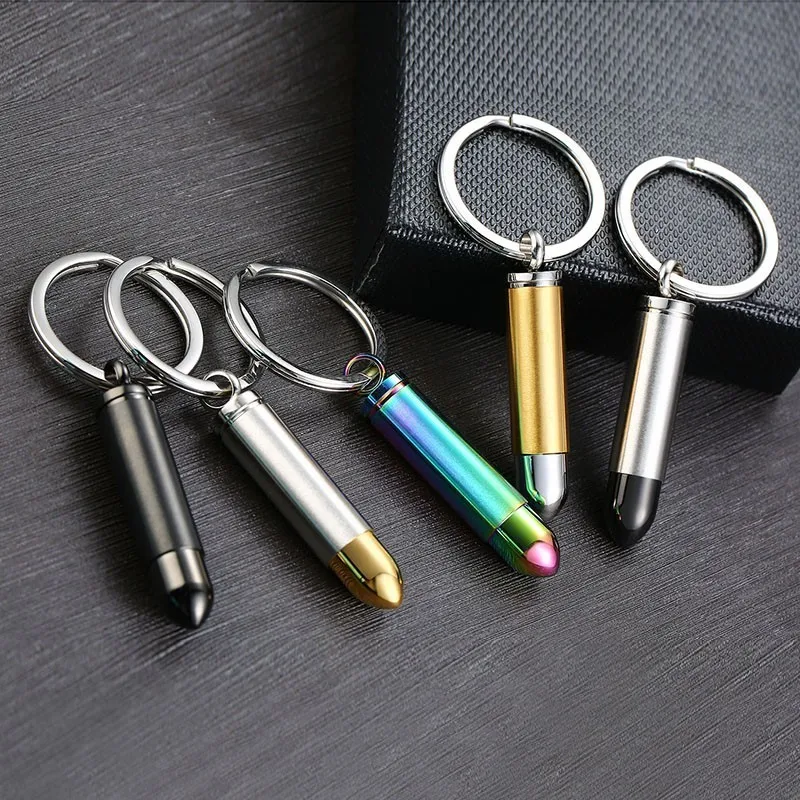 10mm Bullet Keychain Stainless Steel Two Tone Special Nickel Locked Groomsman Birthday Jewelry